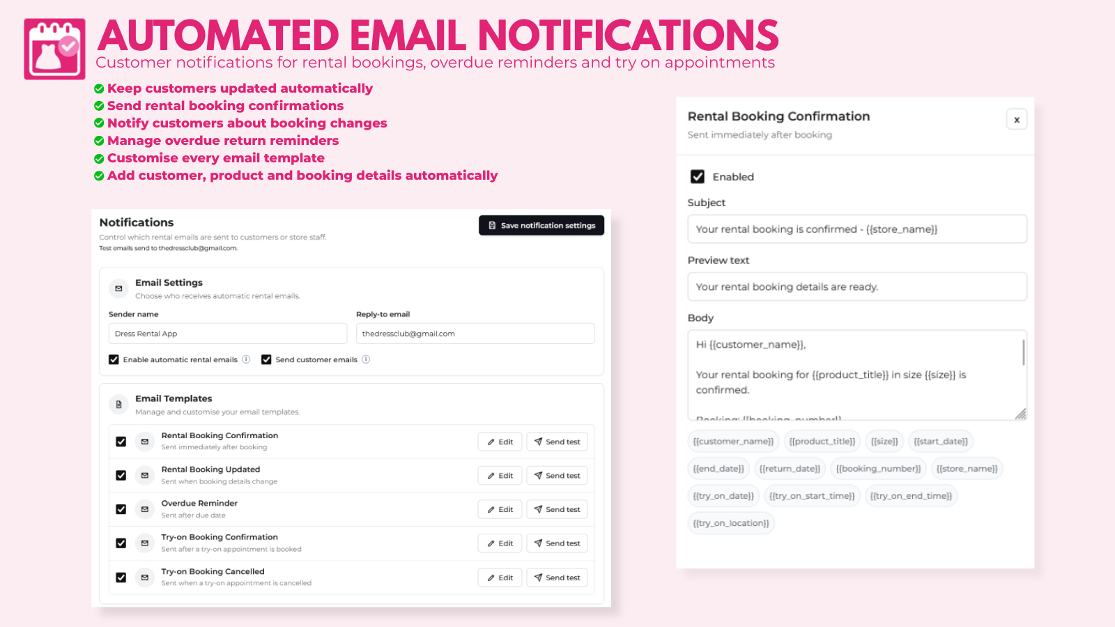 Automated rental email notification