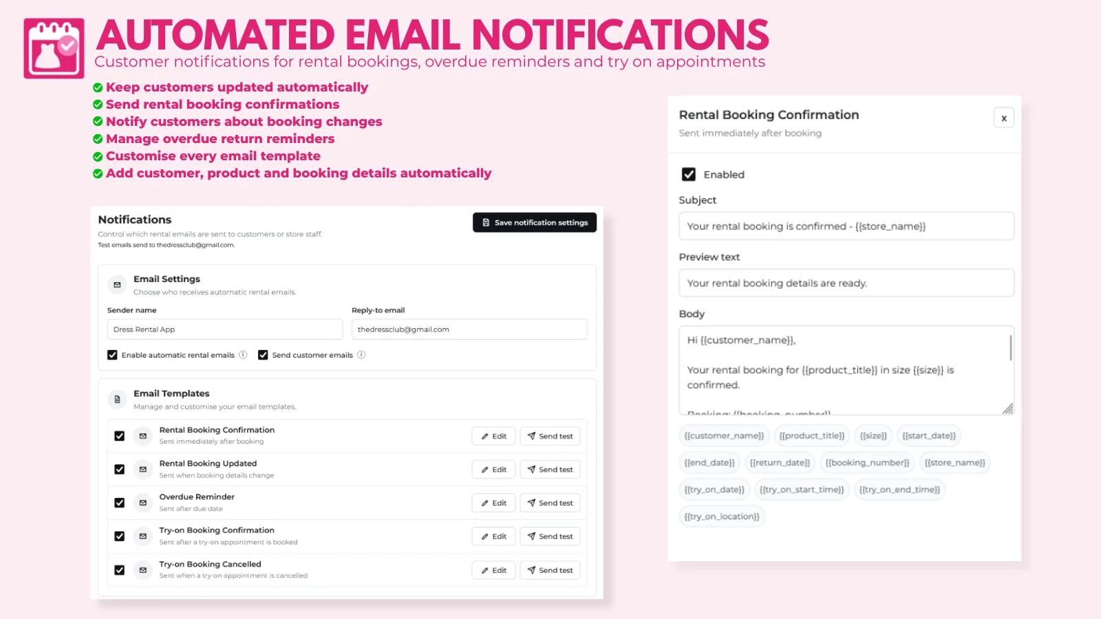 Automated rental email notification