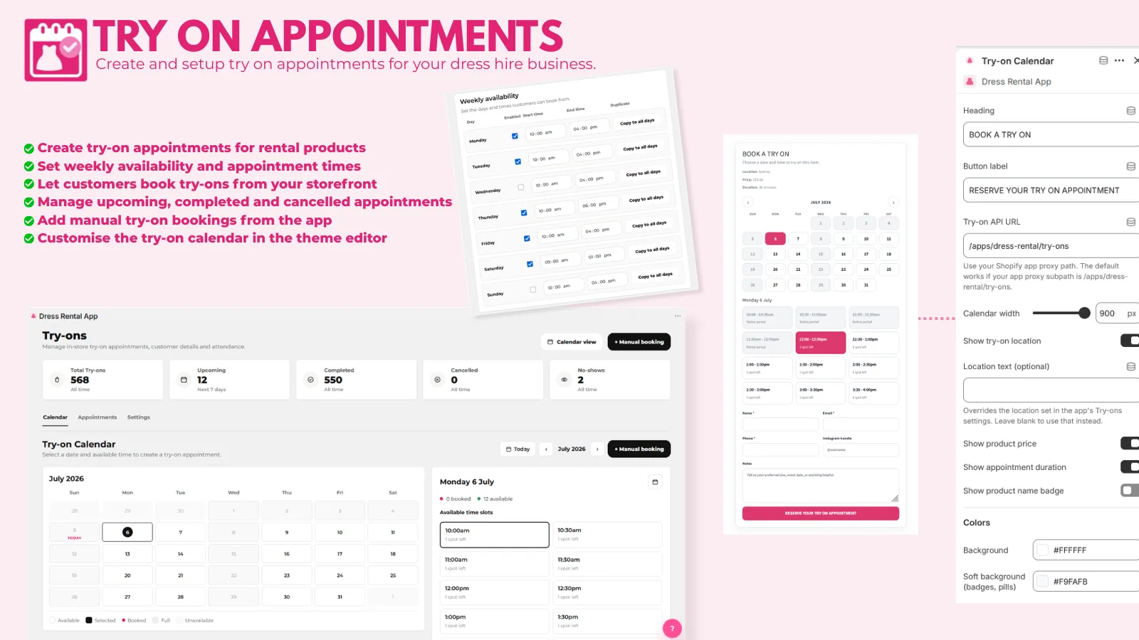 Try-on appointment booking